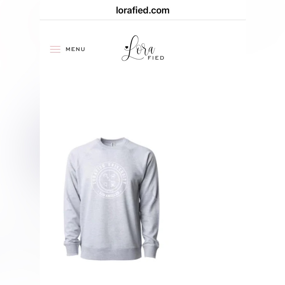 LoraFied Adult L grey Sweatshirt with Dust bag